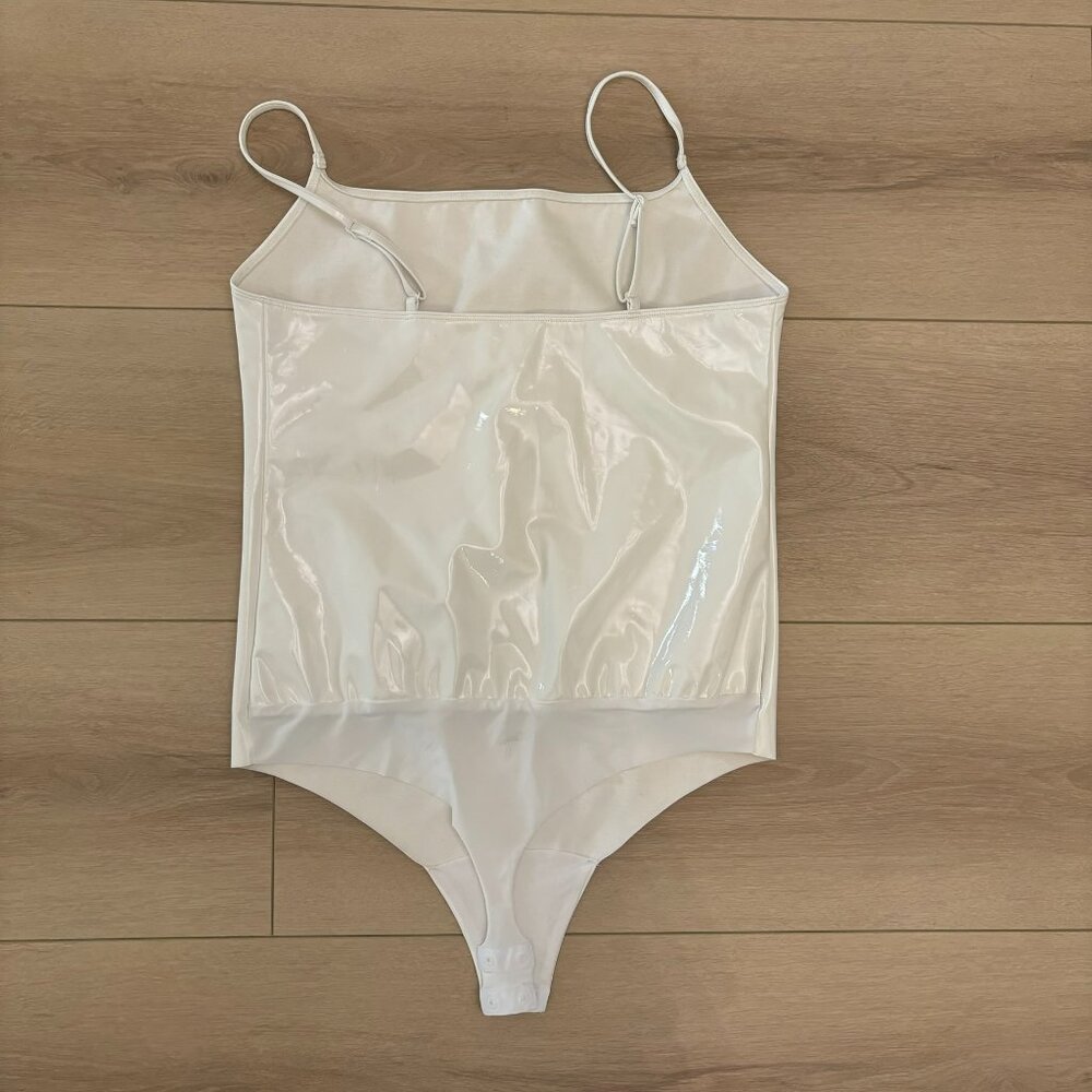 Commando Faux Patent Leather Camisole Bodysuit in White - Picture 3 of 3